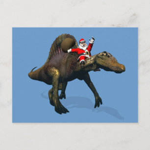 Cartes Pour Fêtes Annuelles Le Père Noël Se Rend Sur Spinosaurus