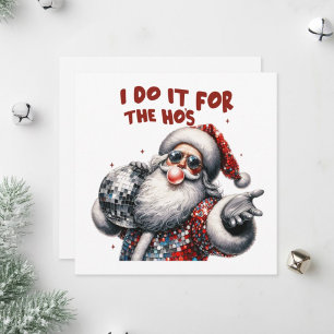 Cartes Pour Fêtes Annuelles Le Père Noël tient une boule de disco étincelante.