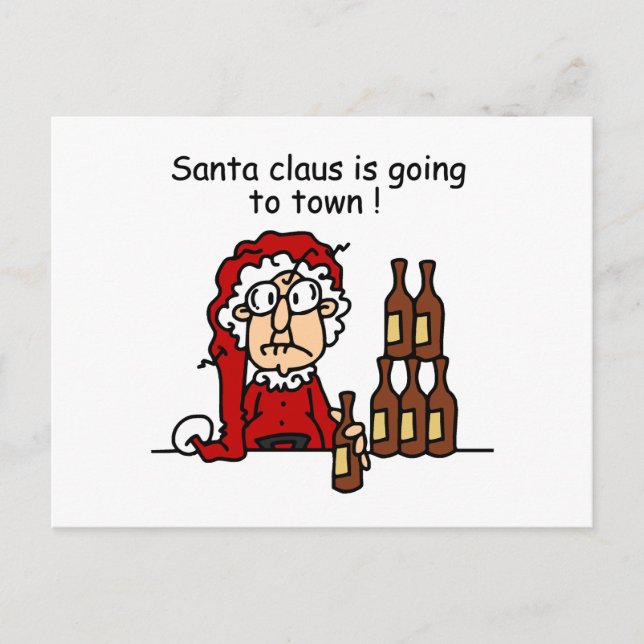 Cartes Pour Fêtes Annuelles Le Père Noël va en ville (Devant)