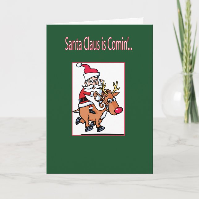 Cartes Pour Fêtes Annuelles Le père noël vient (Devant)