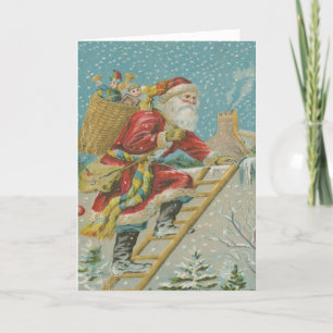 Cartes Pour Fêtes Annuelles Le Père Noël vintage livre des jouets Noël