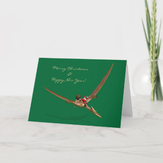 Cartes Pour Fêtes Annuelles Le Père Noël Volant Sur Dinosaur