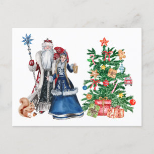 Cartes Pour Fêtes Annuelles Le père russe Frost et Snégourotchka Noël