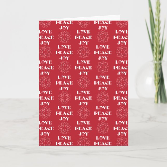 Cartes Pour Fêtes Annuelles Le Petit Rouge et Blanc, Peace, Joy (Devant)