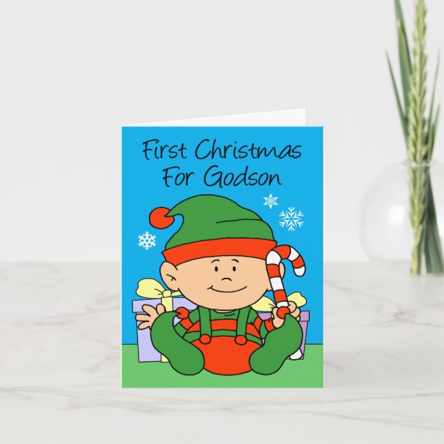 Cartes Pour Fêtes Annuelles Le premier elfe de Noël de Godson (Devant)