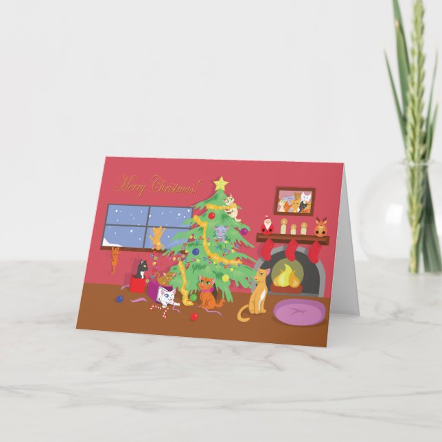 Cartes Pour Fêtes Annuelles Le Premier Noël des chatons (Devant)