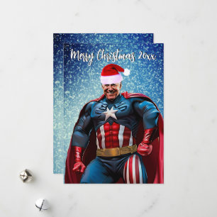 Cartes Pour Fêtes Annuelles Le président Joe Biden et Santa Hat