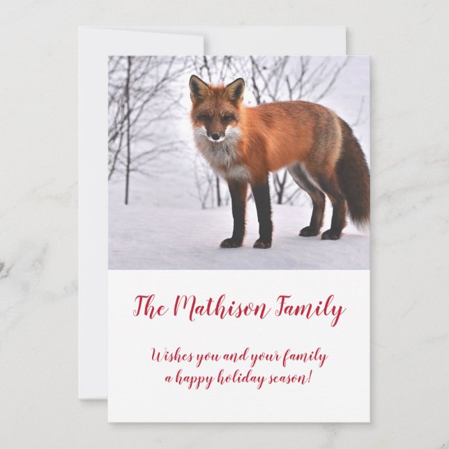 Cartes Pour Fêtes Annuelles Le Renard des Bois Noël De Neige (Devant)