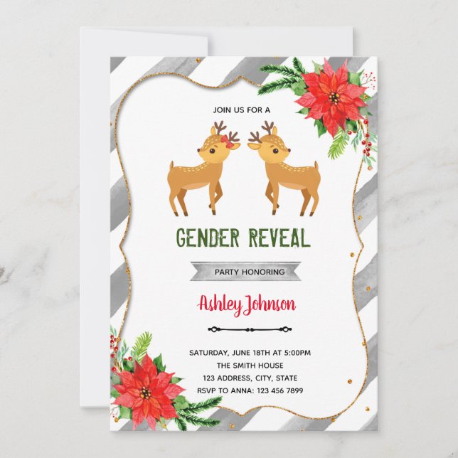 Cartes Pour Fêtes Annuelles Le sexe de Noël révèle l'invitation (Devant)