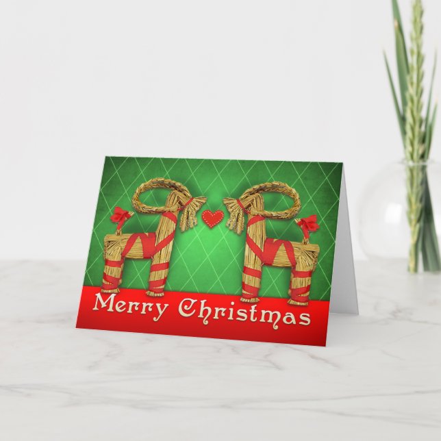 Cartes Pour Fêtes Annuelles Le Suédois Julbok jumelle le coeur de Noël (Devant)