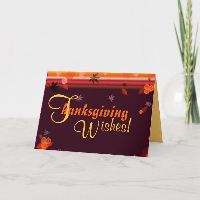 Cartes Pour Fêtes Annuelles Le thanksgiving souhaite (le blanc à l'intérieur) (Devant)