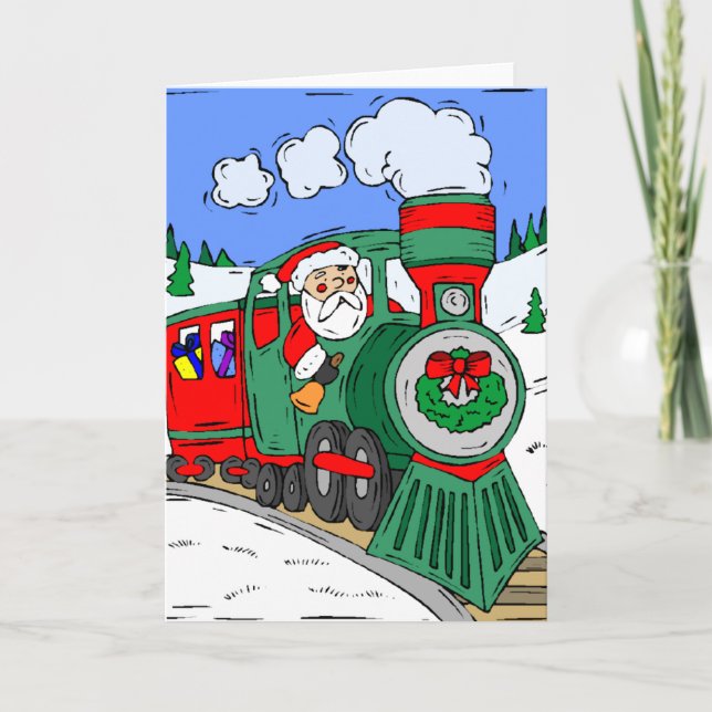 Cartes Pour Fêtes Annuelles Le train de Père Noël (Devant)