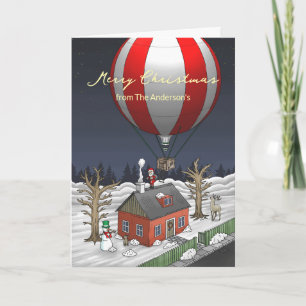 Cartes Pour Fêtes Annuelles Le vol en montgolfière du Père Noël