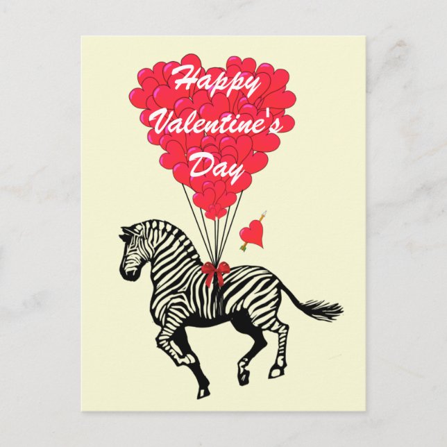 Cartes Pour Fêtes Annuelles Le zèbre badine des Valentines (Devant)