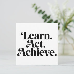 Cartes Pour Fêtes Annuelles "Learn. Act. Achieve." - Art Typographique Minimal
