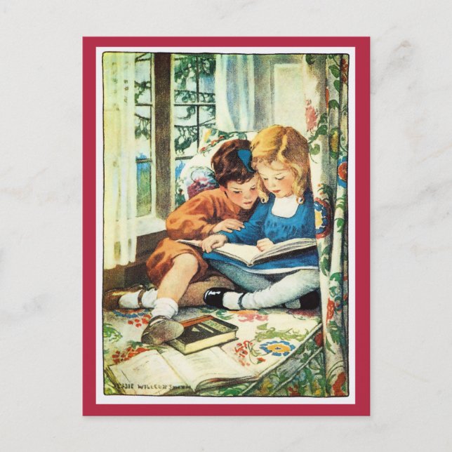 Cartes Pour Fêtes Annuelles Lecture des livres de Noël Jessica Willcox Smith (Devant)