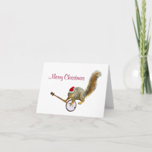 Cartes Pour Fêtes Annuelles L'écureuil de Noël avec Banjo