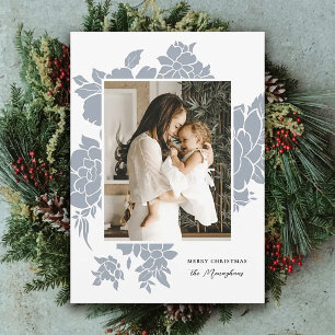 Cartes Pour Fêtes Annuelles Légère découpe florale Dusty Blue Photo Christma