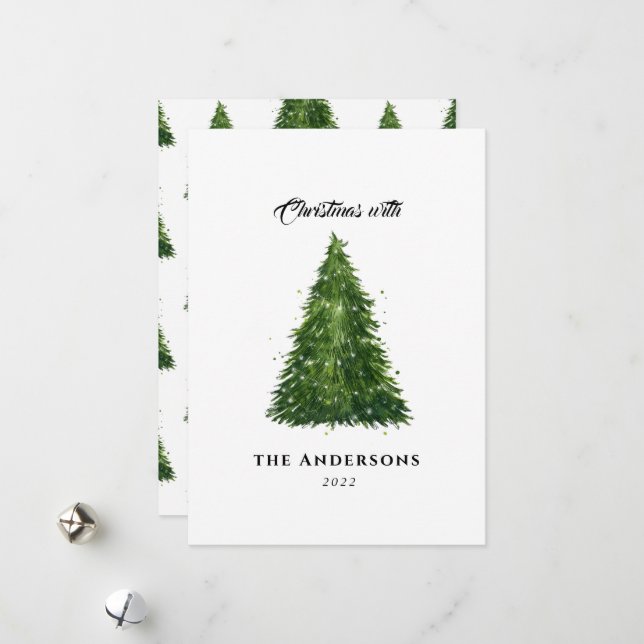 Cartes Pour Fêtes Annuelles l'élégant aquarelle de noël avec vacances (Devant/Arrière en situation)