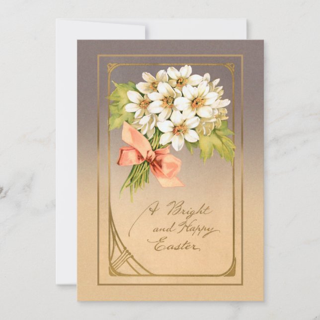 Cartes Pour Fêtes Annuelles L'élégant Art Nouveau de Pâques Floral (Devant)