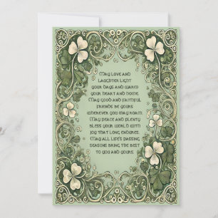 Cartes Pour Fêtes Annuelles L'élégante bénédiction irlandaise avec la frontièr