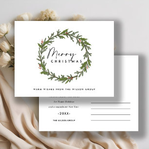 CARTES POUR FÊTES ANNUELLES L'ÉLÉGANTE SOCIÉTÉ HOLLY BERRY WREATH NOËL