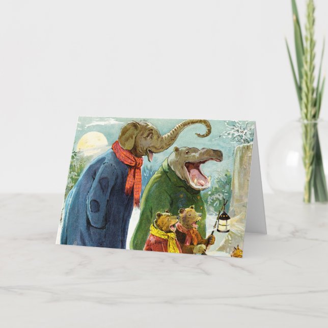 Cartes Pour Fêtes Annuelles L'éléphant, l'hippopotame et les ours vont (Devant)