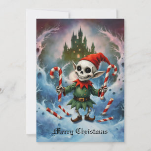 Cartes Pour Fêtes Annuelles L'elfe de Noël squelettique – Vacances sombres eff