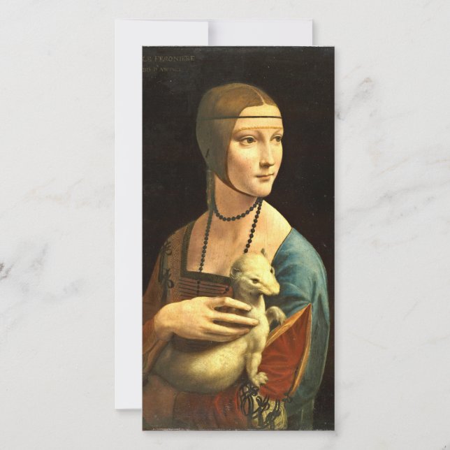 Cartes Pour Fêtes Annuelles Leonardo Da Vinci - La Dame Avec Une Ermine (Devant)