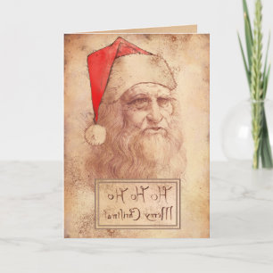 Cartes Pour Fêtes Annuelles Leonardo humoristique comme Père Noël