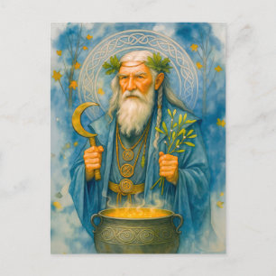 Cartes Pour Fêtes Annuelles Léonite celtique sage avec chaudron magique