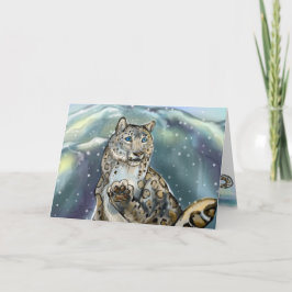 Cartes Pour Fêtes Annuelles Léopard des neiges ~cartes de vœux d'hiver
