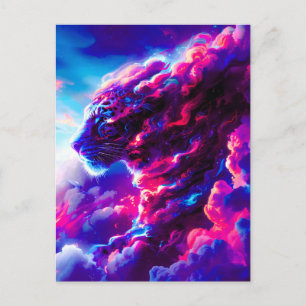 Cartes Pour Fêtes Annuelles Léopard néon cosmique futuriste 