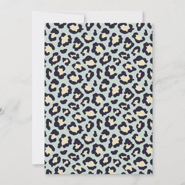 Cartes Pour Fêtes Annuelles Léopard turquoise, noir, jaune tendance (Devant)