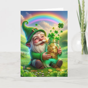 Cartes Pour Fêtes Annuelles Leprechaun Irlandais Avec Pièces D'Or