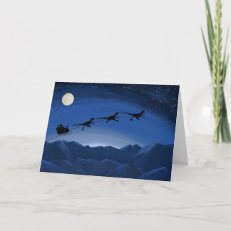 Cartes Pour Fêtes Annuelles L'équipe de traîneau raptor de Noël du Père Noël C