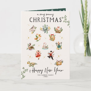 Cartes Pour Fêtes Annuelles Les 12 jours de Noël Vacances illustrées