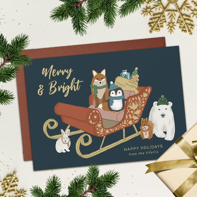 Cartes Pour Fêtes Annuelles Les amis des animaux mignons et Noël de l'aube (Créateur téléchargé)