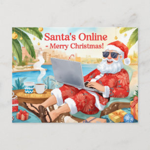 Cartes Pour Fêtes Annuelles Les amoureux d'ordinateurs de Santa vous souhaiten