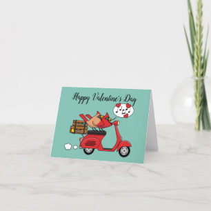 Cartes Pour Fêtes Annuelles Les amoureux du Cardinal Rouge sur Scooter