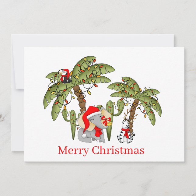 Cartes Pour Fêtes Annuelles Les animaux de la jungle de Noël (Devant)