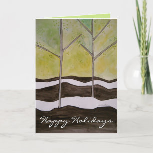 Cartes Pour Fêtes Annuelles Les arbres d'hiver modernes sont heureux