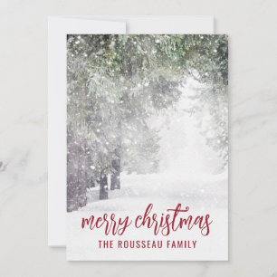 Cartes Pour Fêtes Annuelles Les arbres forestiers en hiver Noël de neige