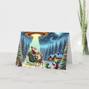 Cartes Pour Fêtes Annuelles Les assistants extraterrestres OVNI du Père Noël p