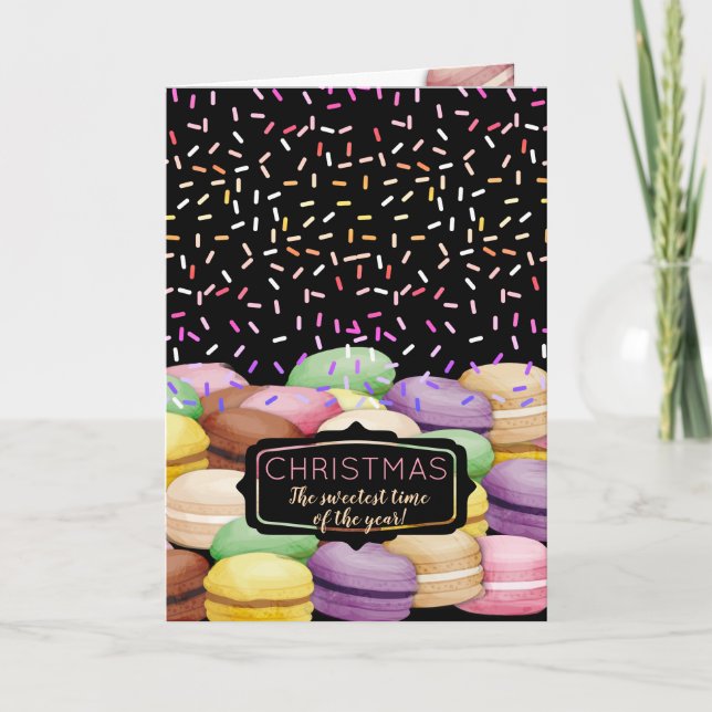 Cartes Pour Fêtes Annuelles Les biscuits macarons de Noël arrosent la cuisson (Devant)