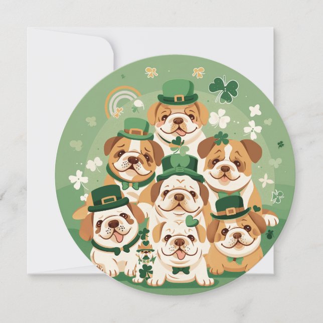 Cartes Pour Fêtes Annuelles Les bouledogues anglais de la Saint-Patrick (Devant)