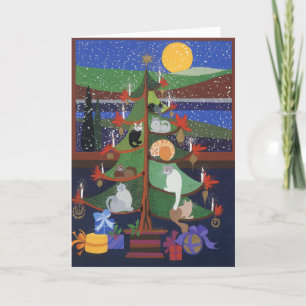 Cartes Pour Fêtes Annuelles Les chats dans l'arbre de Noël