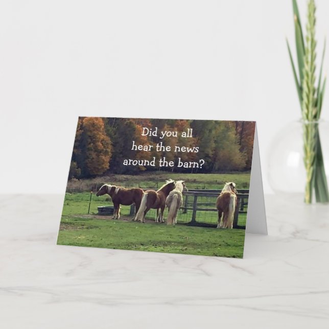 CARTES POUR FÊTES ANNUELLES LES CHEVAUX HUMOREUX QUI S'EMBARQUENT SUR VOTRE ÂG (Devant)