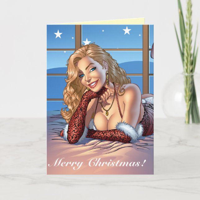 Cartes Pour Fêtes Annuelles Les cheveux blonds, bleu ont observé (Devant)