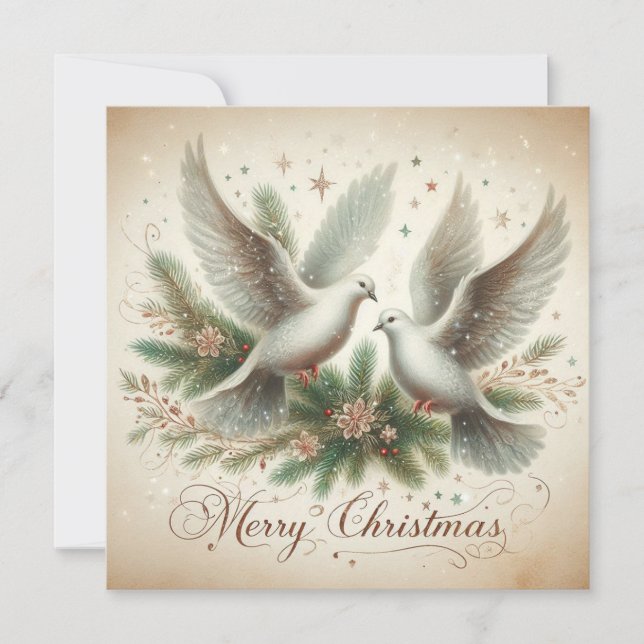 Cartes Pour Fêtes Annuelles Les colombes de Noël (Devant)